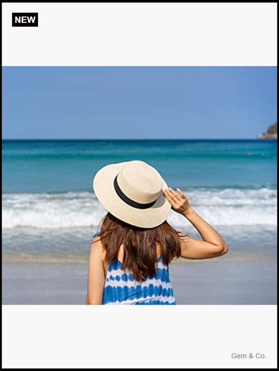 Wide Brim Straw Boater Sun Hat Foldable Packable Beach Hat main image 5